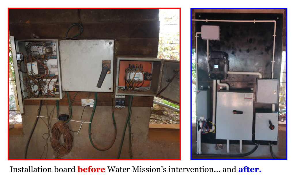 Installation board before Water Mission’s intervention... and after.