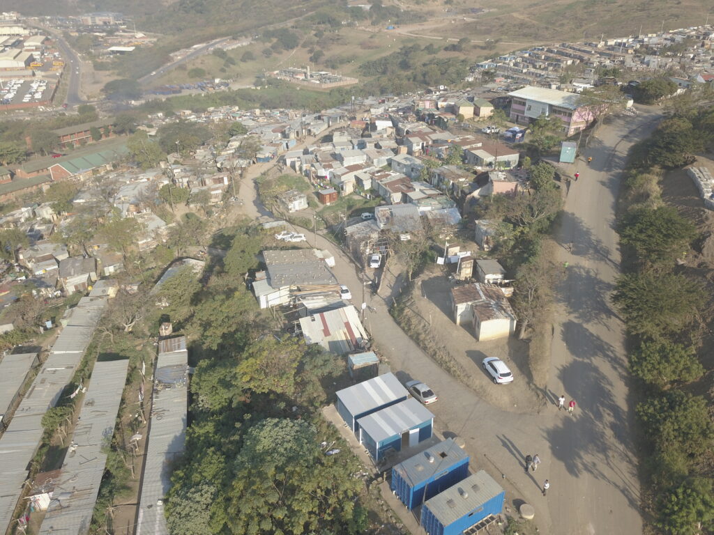 Aerial photo of informal settlement in South Africa.