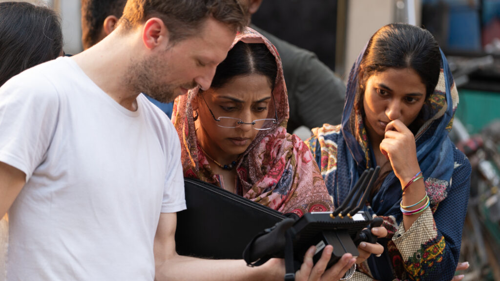 Orlando von Einsiedel on set. Photo: Grain Media