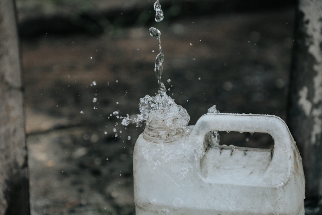 Water dripping into container